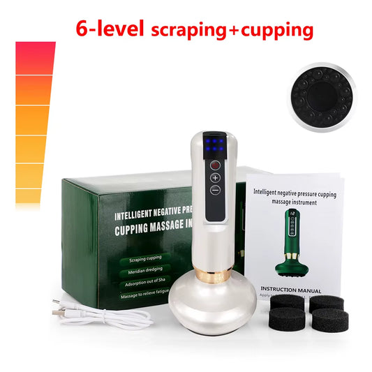 12/6 Levels Intelligent Cupping Massager Negative Pressure Infrared Heating Wireless Scraping Apparatus Dredge Meridian Relax