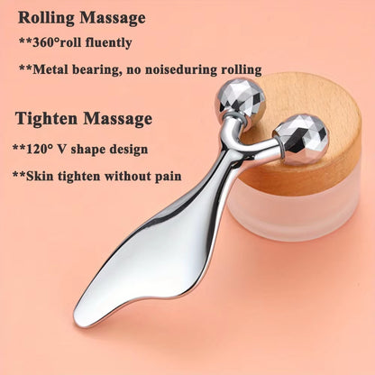 2 in 1 3D Facial Massager & Gua Sha Massage Tool Cold Roller for Face Eyes Chin Lift Tightening Skin Tool Sculpting Beauty Tools