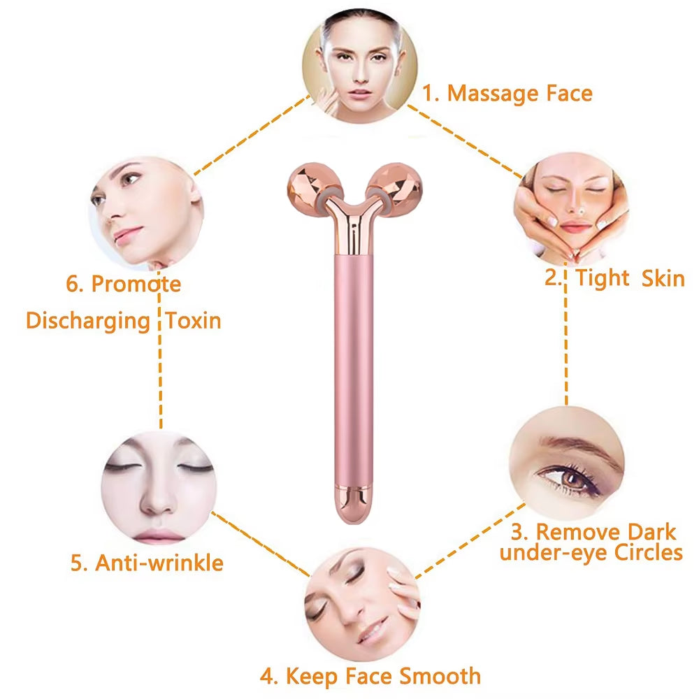 Electric Roller Beauty Bar Vibrating Facial Roller Massager Face Lifting Anti-Wrinkle Skin Care Roller Face Slimming Tool