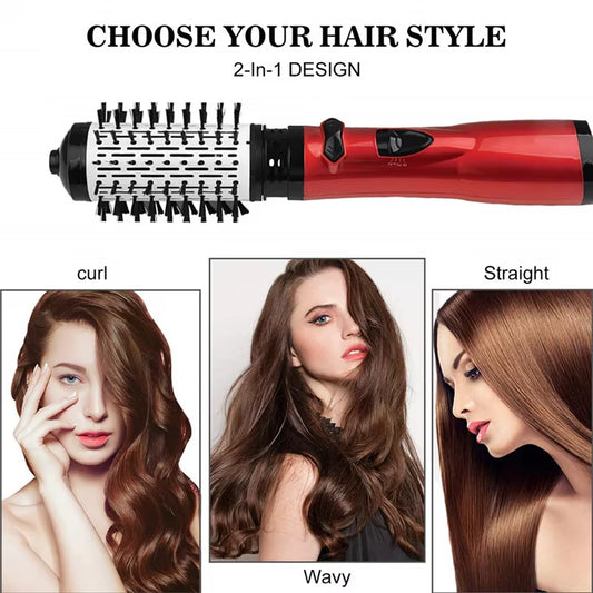 2 Replaceable Head 360 Rotating Airflow Hot Air Brush Hair Straightener Curler Iron Volumizer Blowers Electric Hair Dryer Comb