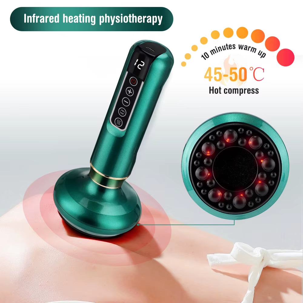 12/6 Levels Intelligent Cupping Massager Negative Pressure Infrared Heating Wireless Scraping Apparatus Dredge Meridian Relax