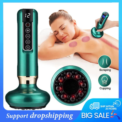 12/6 Levels Intelligent Cupping Massager Negative Pressure Infrared Heating Wireless Scraping Apparatus Dredge Meridian Relax