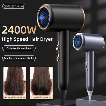 Professional Hair Dryer Hot Cold Wind Air Brush Hairdryer Negative Lonic Blow Dryer Strong Powerdryer Salon Tool 2400W 3Th Gear