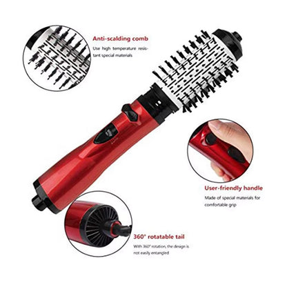 2 Replaceable Head 360 Rotating Airflow Hot Air Brush Hair Straightener Curler Iron Volumizer Blowers Electric Hair Dryer Comb