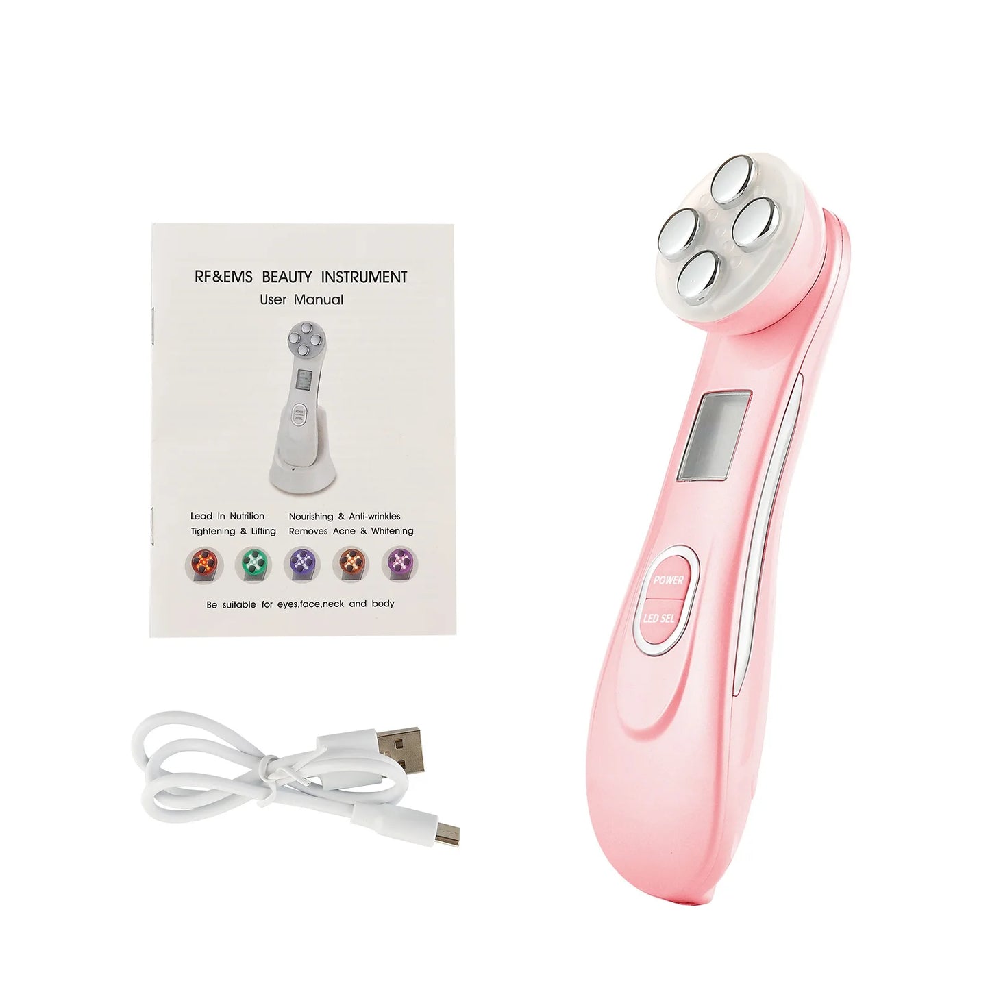 5-IN-1 RF Radio Frequency EMS Electroporation LED Photon Beauty Device Skin Lifting Tighten Anti-Wrinkle Skin Care Face Massager