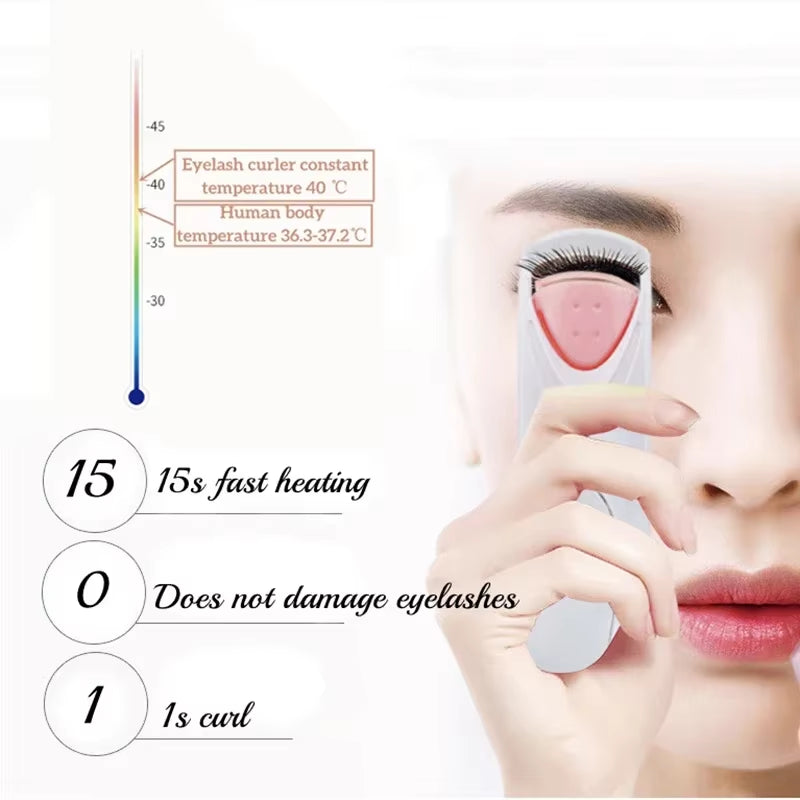 Electric Eyelash Curler Pink Lasting and Portable Shaping Curling Eyelash Clip Charging Model Fast Heating