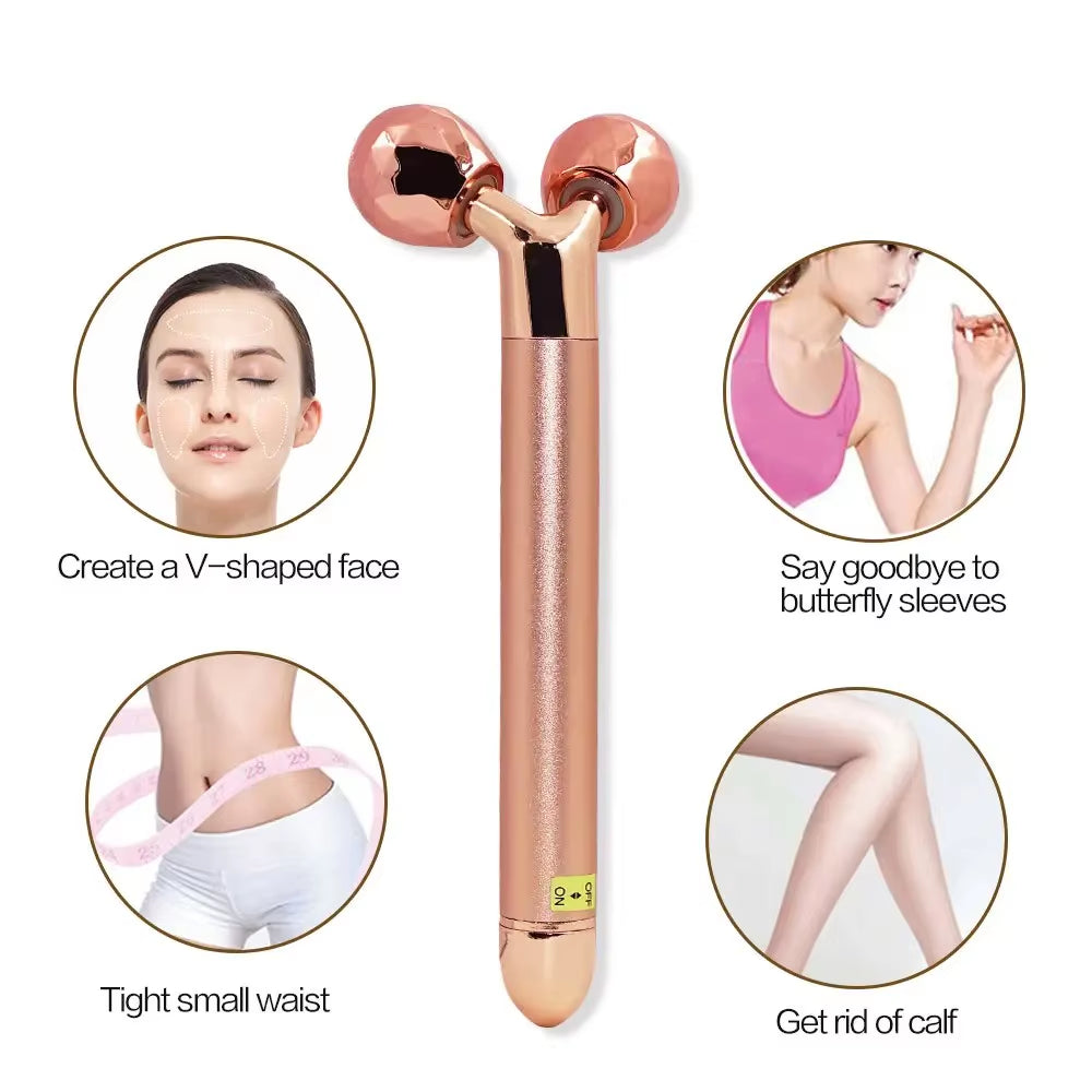 Electric Roller Beauty Bar Vibrating Facial Roller Massager Face Lifting Anti-Wrinkle Skin Care Roller Face Slimming Tool